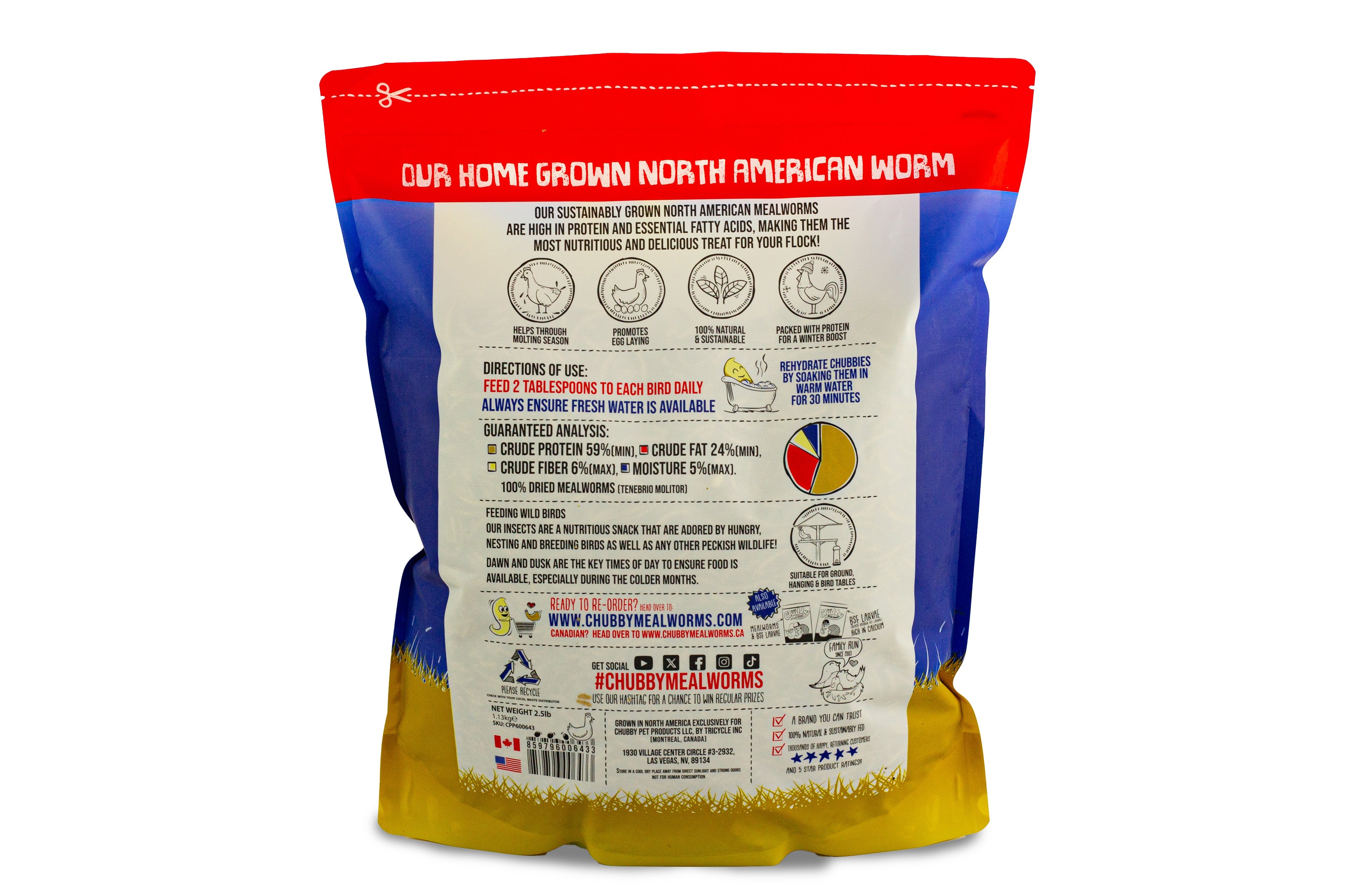 10Lbs Chubby North American Dried Mealworms (Montreal Grown) Non-GMO